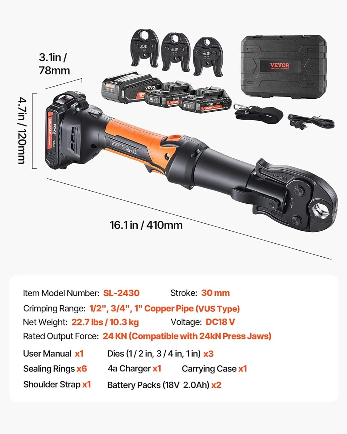 VEVOR 18V Electric Pipe Press Tool - Image 8