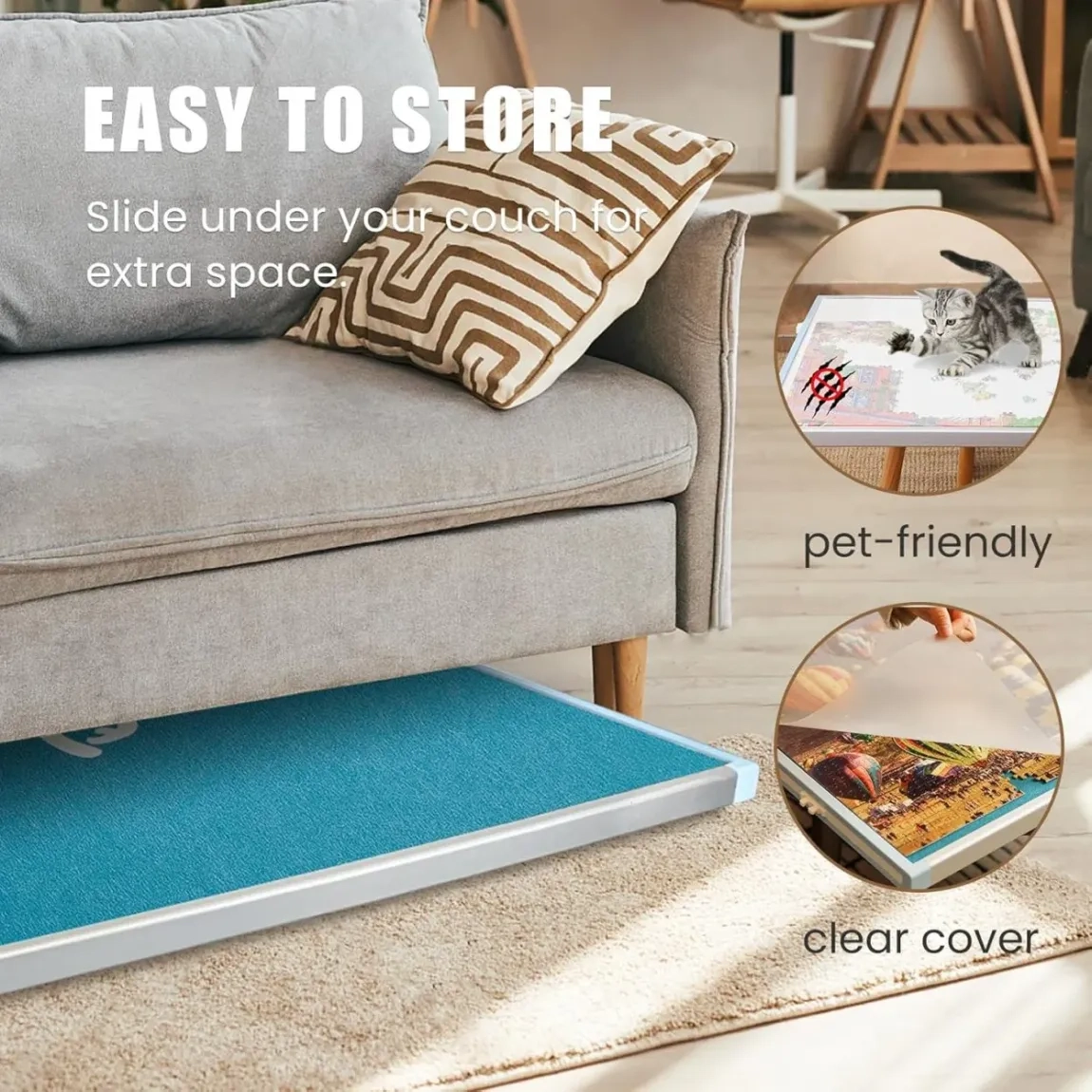 ⏰Last Day Sale $39.99⏰ Rotating Puzzle Board with Drawers and Cover,Tilt&Lazy Susan - Image 4