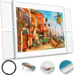 ⏰Last Day Sale $39.99⏰ Rotating Puzzle Board with Drawers and Cover,Tilt&Lazy Susan